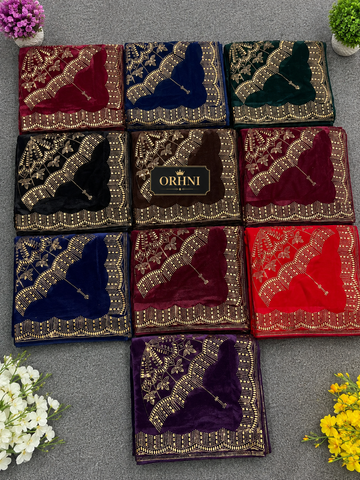 Premium Velvet Shawl DMC stones - Soft Luxury Modest Wrap